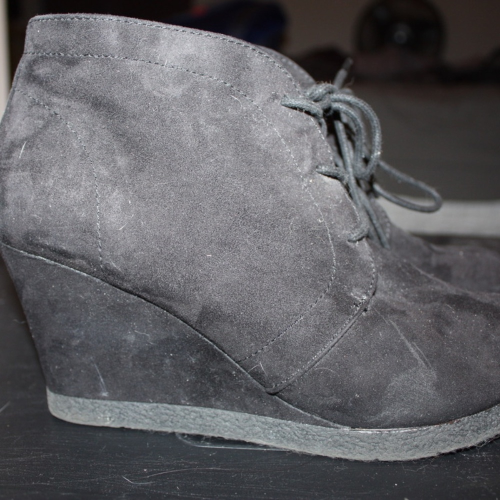 Black wedge booties